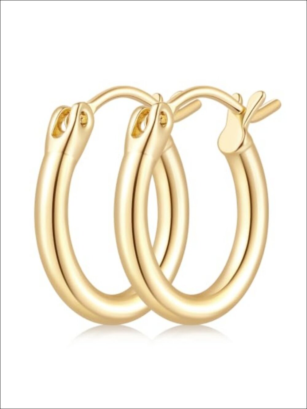 14K Gold Plated Hoop Earrings Small Huggie Latch Back Women